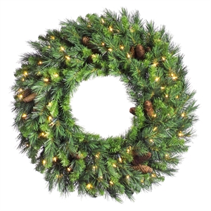 Pemberly Row 24&quot Pine LED Lights Artificial Christmas Wreath in Green
