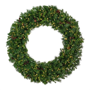 Pemberly Row 60&quot Pine LED Lights Artificial Christmas Wreath in Green