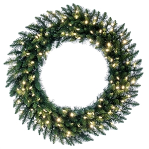 Pemberly Row 36&quot Fir Artificial Christmas Wreath with LED Lights in Green