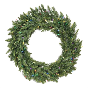 Pemberly Row 48&quot Fir Artificial Christmas Wreath with Mini Lights in Green