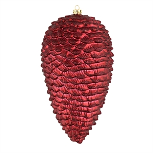 Pemberly Row 10&quot Pinecone Christmas Ornaments in Matte/Glitter Red (Set of 2)