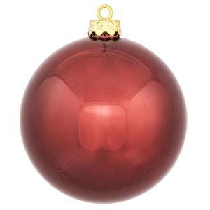 Pemberly Row 10&quot Contemporary Plastic Ball Ornament in Candy Wine Red