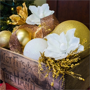 Pemberly Row 8&quot Contemporary Plastic Ball Ornament in Sequin Gold