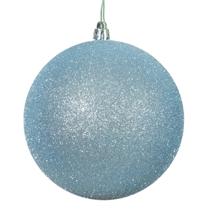 Pemberly Row 8&quot Contemporary Plastic Ball Ornament in Glitter Baby Blue