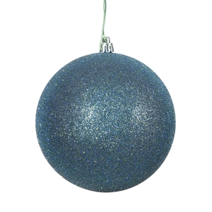 Pemberly Row 6&quot Plastic Ball Ornaments in Glitter Sea Blue (Set of 4)