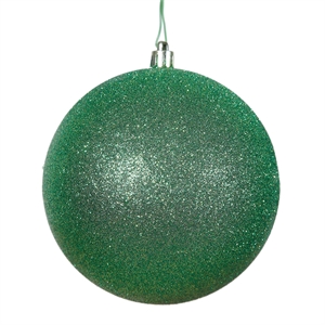 Pemberly Row 10&quot Contemporary Plastic Ball Ornament in Glitter Green
