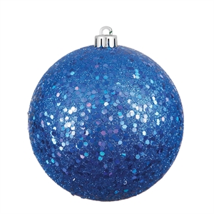 Pemberly Row 8&quot Contemporary Plastic Ball Ornament in Sequin Blue