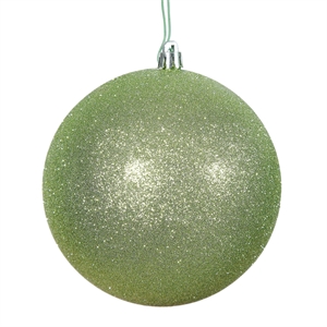 Pemberly Row 10&quot Contemporary Plastic Ball Ornament in Glitter Celadon Green
