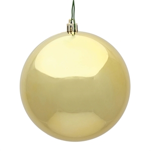 Pemberly Row 10&quot Contemporary Plastic Ball Ornament in Shiny Gold