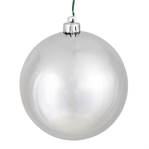 Pemberly Row 10&quot Contemporary Plastic Ball Ornament in Shiny Silver