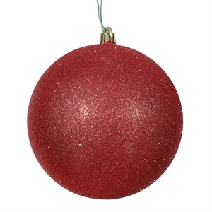 Pemberly Row 4&quot Plastic Ball Ornaments in Glitter Red (Set of 6)