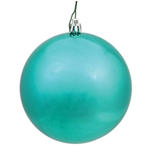 Pemberly Row 10&quot Contemporary Plastic Ball Ornament in Shiny Seafoam Green