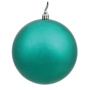 Pemberly Row 10&quot Contemporary Plastic Ball Ornament in Glitter Teal Blue