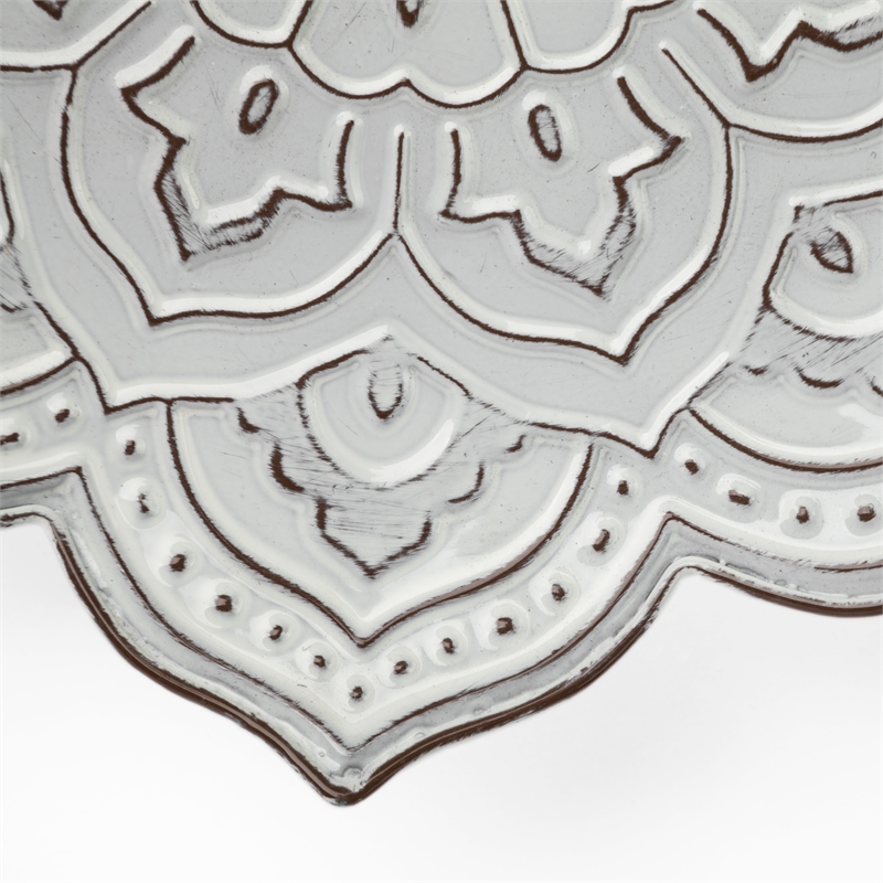 Pemberly Row Set of 2 Stamped White/ Gray Metal Lotus Flower Wall Decor