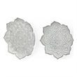 Pemberly Row Set of 2 Stamped White/ Gray Metal Lotus Flower Wall Decor