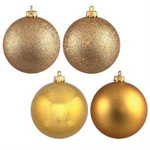 Pemberly Row 2.4&quot 4-Finish Ball Ornament Assortment in Gold (Set of 24)