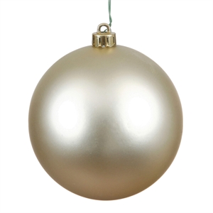 Pemberly Row 3.15&quot Plastic Ball Ornaments in Matte Champagne Gold (Set of 32)