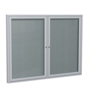 Pemberly Row Vinyl 36&quotx60&quot 2 Door Enclosed Bulletin Board in Stone