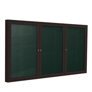 Pemberly Row Vinyl 36&quotx72&quot 3 Door Enclosed Bulletin Board in Black