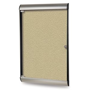Pemberly Row Vinyl 42&quotx28&quot 1 Door Bulletin Board with Satin Frame in Caramel