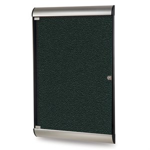 Pemberly Row Vinyl 42&quotx28&quot 1 Door Bulletin Board with Satin Frame in Ebony Brown