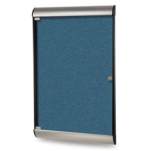 Pemberly Row Vinyl 42&quotx28&quot 1 Door Bulletin Board with Satin Frame in Ocean Blue