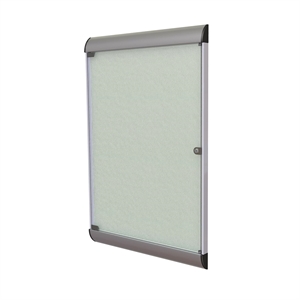 Pemberly Row Vinyl 42&quotx28&quot 1 Door Bulletin Board with Satin Frame in Silver