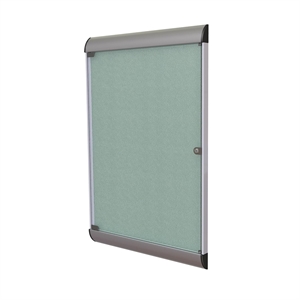 Pemberly Row Vinyl 42&quotx28&quot 1 Door Bulletin Board with Satin Frame in Stone