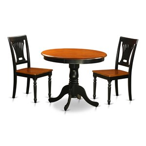 Pemberly Row Antique 3-piece Dining Set with Wooden Chair in Black/Cherry