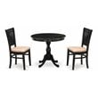 Pemberly Row Antique 3-piece Wood Dining Set with Linen Seat in Black