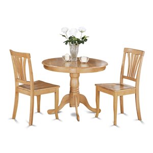 Pemberly Row Traditional Antique 3-piece Wood Small Dining Set in Oak