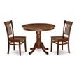 Pemberly Row Antique 3-piece Dining Set with Rounded Table in Mahogany