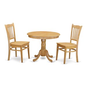 Pemberly Row Antique 3-piece Traditional Wood Dining Set in Oak