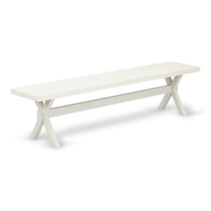 Pemberly Row X-Style 15x72&quot Wood Dining Bench in Linen White