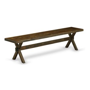 Pemberly Row X-Style 15x72&quot Wood Dining Bench in Jacobean Brown