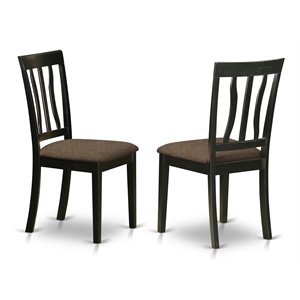 Pemberly Row Antique 39&quot Wood Dining Chair with Cushion in Black (Set of 2)