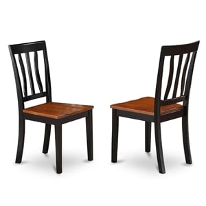Pemberly Row Antique 39&quot Wood Dining Chairs in Black/Cherry (Set of 2)