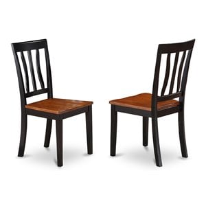 Pemberly Row Antique 39&quot Wood Dining Chairs in Black/Cherry (Set of 2)