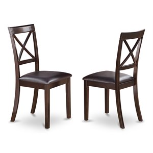 Pemberly Row 38&quot Leather Dining Chairs in Cappuccino (Set of 2)