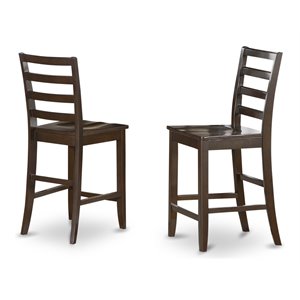 Pemberly Row Traditional 11&quot Wood Bar Stools in Cappuccino (Set of 2)