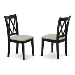 Pemberly Row Mid-Century 41&quot Fabric Dining Chairs in Black (Set of 2)