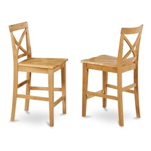 Pemberly Row Pub 10&quot Wood X-Back Bar Stools in Oak (Set of 2)