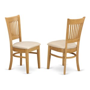 Pemberly Row Traditional 37&quot Fabric Dining Chairs in Oak (Set of 2)