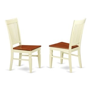 Pemberly Row 10&quot Wood Dining Chair in Cream/Cherry (Set of 2)