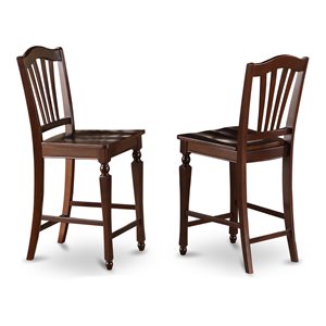 Pemberly Row Traditional 42&quot Wood Bar Stools in Mahogany (Set of 2)