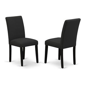 Pemberly Row Traditional 36&quot Linen Dining Chairs in Black (Set of 2)