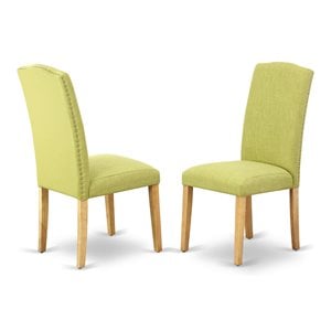 Pemberly Row 40&quot Fabric Dining Chairs in Oak/Green (Set of 2)