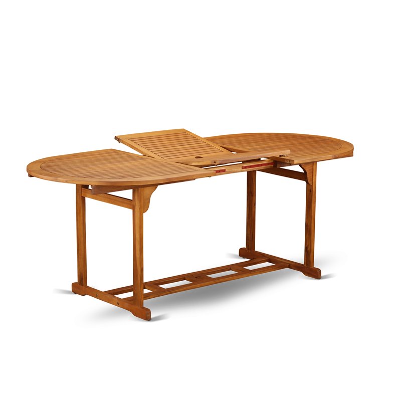 Pemberly Row Traditional Wood Patio Dining Table in Natural Oil