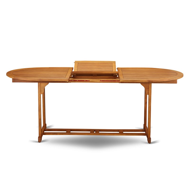 Pemberly Row Traditional Wood Patio Dining Table in Natural Oil