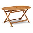 Pemberly Row Traditional Oval Wood Patio Dining Table in Natural Oil